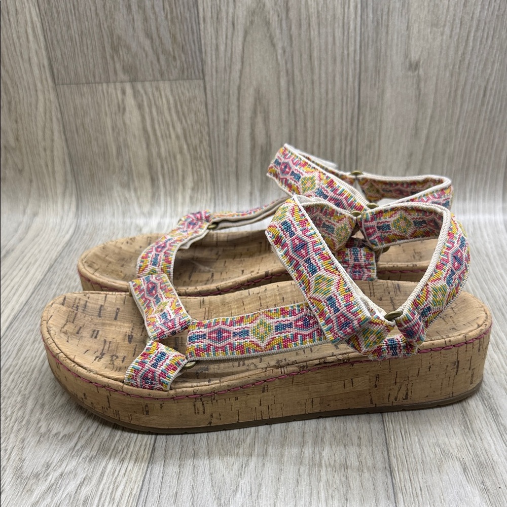 Born Multicolor Patterned Cork Sandals - image 4